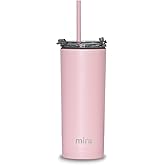 MIRA 20 oz Stainless Steel Vacuum Insulated Tumbler with Multi-Use Flip Lid & Straw - Travel Tumbler Cup for Hot or Cold Drinks - Pink