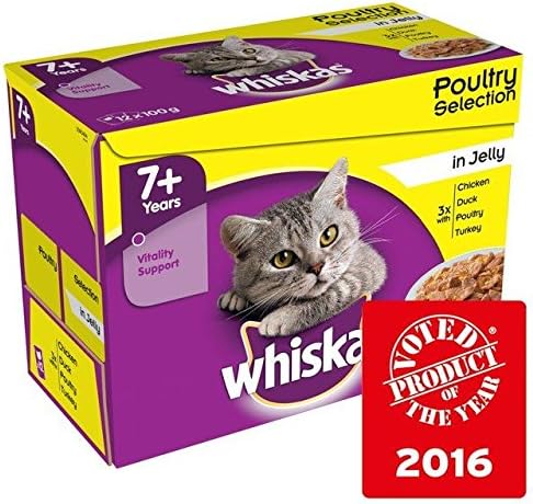 Whiskas 7+ Cat Pouches Poultry in Jelly 12 x 100g (PACK OF 4)