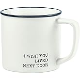 Santa Barbara Design Studio Black and White Coffee Cups Face-to-Face Designs Stoneware Mug, 16-Ounce, Wish Next Door