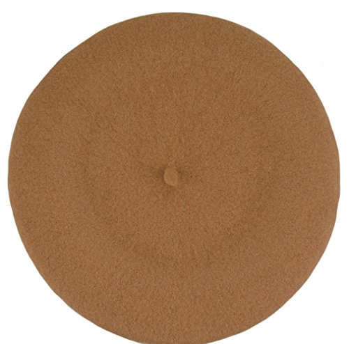 Women's Men's Solid Color Plain Wool French Beret One Size (Timber)