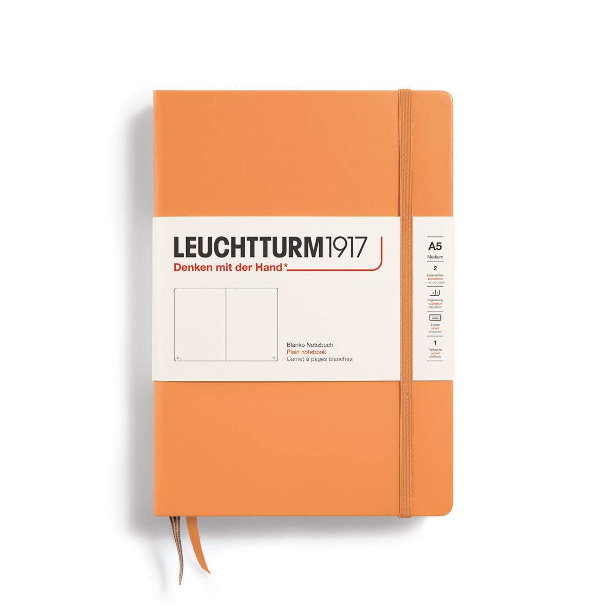 LEUCHTTURM1917 369779 Notebook Medium (A5), Hardcover, 251 Numbered Pages, Apricot, Plain — image 1