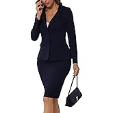 Women's 2 Piece Suit Skirt Set Business Office Formal Dress Suit Peplum Blazer Jacket Midi Pencil Skirt Suits