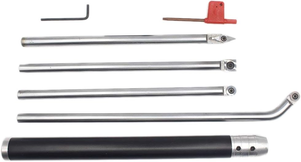 YeBetter Wood Turning Tool Set Carbide Tipped Lathe Finisher/Rougher/Detailer/Hollower Tool Set(4pcs Bar+1pcs Handle) with Round/Square/Diamond Carbide Insert nd Screw nd Wrench