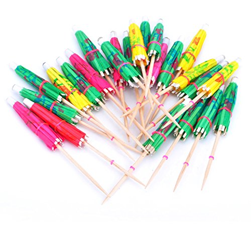 ISusser 144pcs 4 Inch Multicolor Paper Cocktail Drink Umbrellas, Hawaiian Tropical Cocktail Parasols - Thumbnail 5