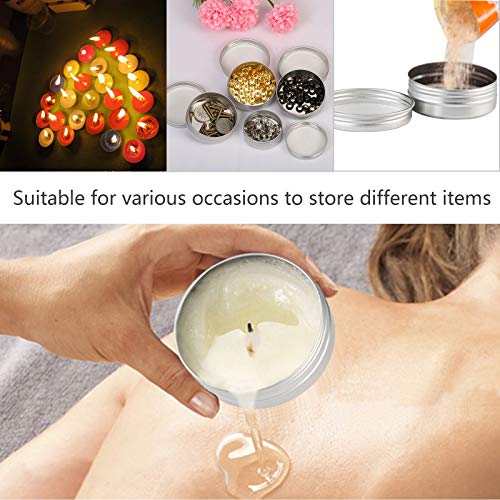 LANMOK 24 Pcs Aluminum Tin Jars (1oz 30ml + 2oz 60ml) Cosmetic Containers Round Tin Cans with Screw Cap Lid for DIY Crafts,Cosmetics,Salve,Candle,Travel Storage - Thumbnail 4