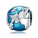 Silver Bead Charms 925 Sterling Silver Blue Earth Travel Beads for Charm Bracelets WOSTU Charm Jewelry