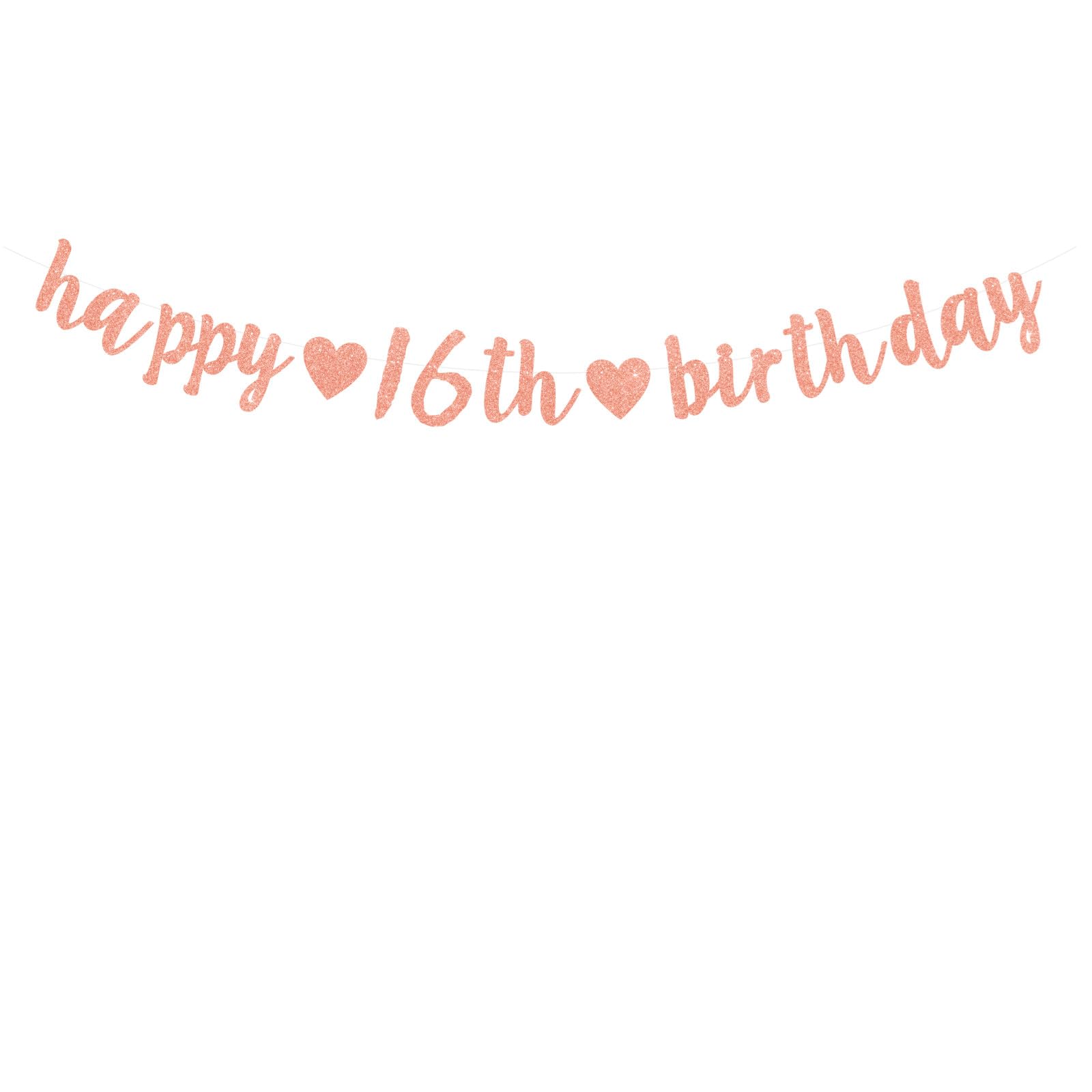 bng-bng 16 Banner Happy 16th Birthday Banner Girls Birthday Party Decorations Bunting Hanging Garland For Girls' 16 Sixteen Years Theme Party Decoration Photo Backdrop Rose Gold