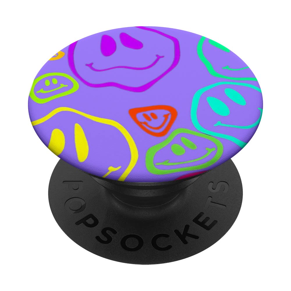 Purple Lilac Happy Kidcore Retro Aesthetic Indie Rainbow Y2K PopSockets Swappable PopGrip
