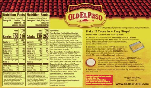 OLD EL PASO HARD AND SOFT TACO DINNER KIT, MEAL PREP, 12 CT, 11.4 OZ