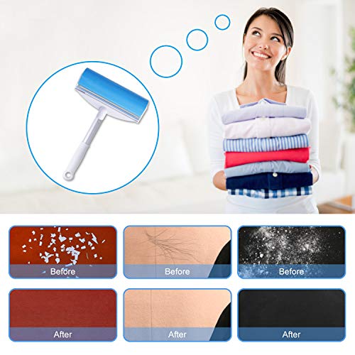 WOWGO Lint Roller, Resuable & Washable Lint Roller, Pet Hair Remover Lint Roller Cleaner for Clothes, Animal Hairs (1 Long-Handled 1Mini) - Thumbnail 4