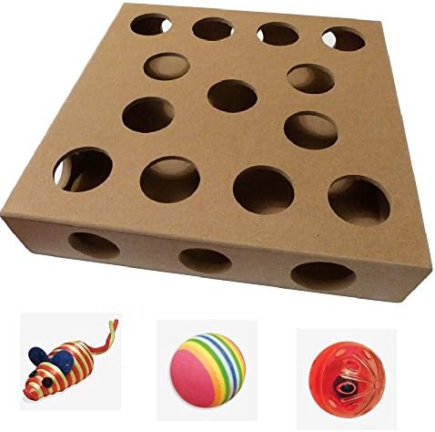 Phyromy Interactive Cat Hide & Seek Cat Toy Box 21 Holes Indoor Cat Toy Puzzle Box