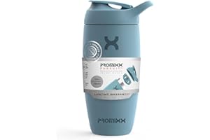 Promixx Pursuit Shaker Bottle Insulated Stainless Steel Water Bottle and shaker Cup, 18oz, Ocean Calm Blue