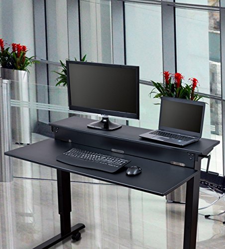 Crank Adjustable Sit to Stand Up Desk with Heavy Duty Steel Frame (48", Black Frame/Black Top)