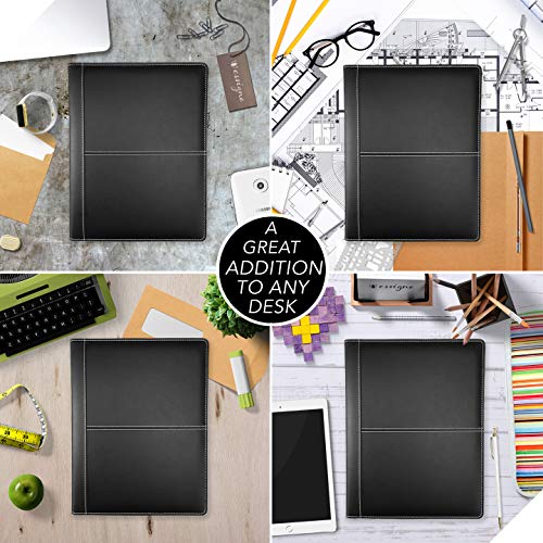 Classic Business Padfolio/Portfolio Folder by essigne - Duo Tone Black & Ivory Notepad Holder/Resume Folder - Perfect for Meetings & Interviews - the Essential Padfolio for Women Doing Business Today