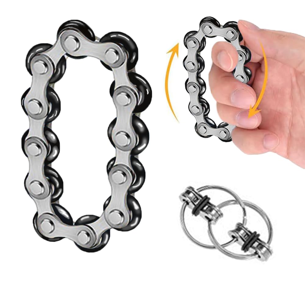 RHQFDM 2 Piece Stress Relief Toy Stress Relief Chain Toy Infinite Flip Chain Flippy Chain Game Set To reduce tension and stress,for children with ADHD