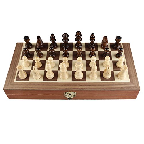 Chess Set 12"x12" Folding Wooden Standard Travel International Chess Game Board Set with Magnetic Crafted Pieces