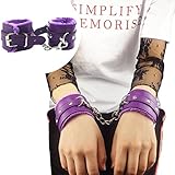 Muatoo PU Leather Purple Handcuffs Soft Wrist Cuffs For Women Men Cosplay Play