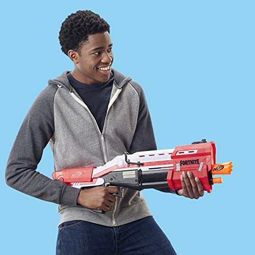 NERF Hasbro E7065EU4 TS Pump-Action Blaster, 8 Mega Fortnite Darts, Dartaufbewahrungsfach - Für Jugendliche und Erwachsene Rot – Bild 7
