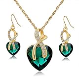 Long Way® Austrian Crystal Fashion Heart Jewelry Sets Necklace Earrings Wedding Party Accessories