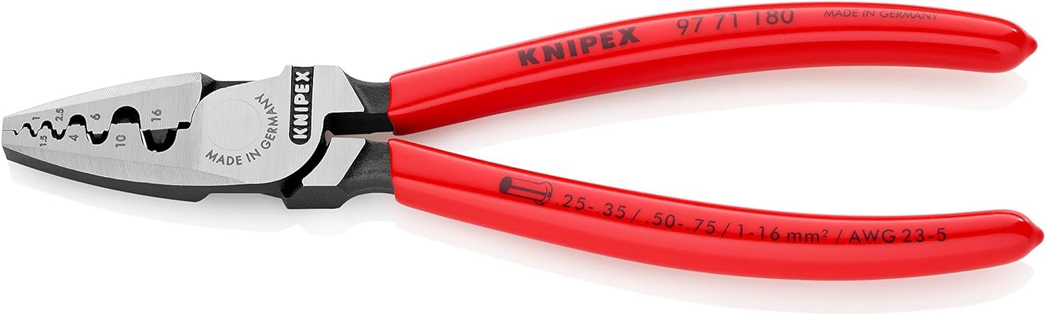 KNIPEX Crimping Pliers for Wire Ferrules with Plastic Coating 180 mm, 97 71 180