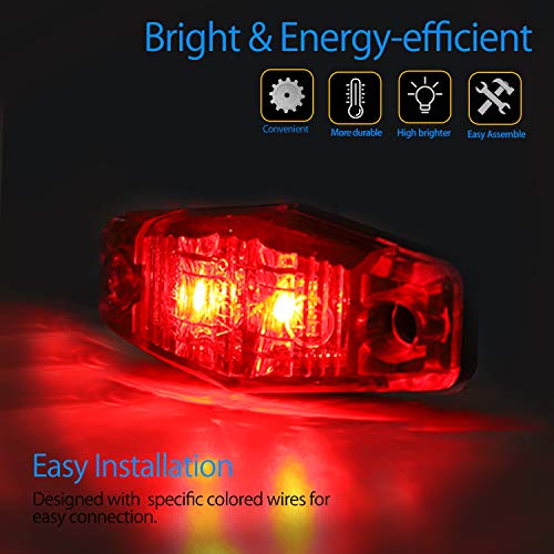 Donepart Red/Amber Trailer Side Marker Lights 2.5 Inch trailer Side Fender Marker Lights Clearance Identification Lights 12v for Truck Trailer RV Camper Boat Lorry Bus (4 Pcs) - Thumbnail 4