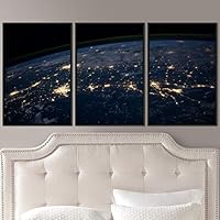 3 Piece Framed Canvas Wall Art Earth Lights Canvas Prints Home Artwork Decoration for Living Room,Bedroom - 16