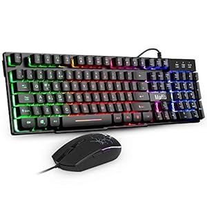 Mafiti-RK101-7-Rainbow-Backlit-Gaming-Keyboard-Mechanical-Feeling-USB-Wired-Gaming-Keyboard-with-Breathing-Light-Mouse-Combo-for-Working-or-Gaming-UK-layout Gaming Keyboard Mouse Set,Mafiti RK101 7 Rainbow Backlit Keyboard with Mechanical Feeling Breathing Light for Working or…