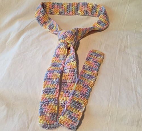 Variegated Pastel Colors Hand Crocheted 58 inch Necktie