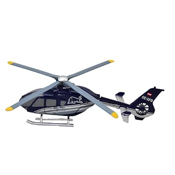 New Ray, Scale 1:100 Die Cast Airbus EC135,The Flying Bulls Helicopter (Blue/Grey)