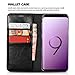 Xoomz Galaxy S9 Wallet Case, Vegan Leather Folio Flip Cover with Kickstand and Credit Card Slots for Samsung S9 (2018) 5.8 Inch (Black)