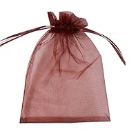 USFEEL 50pcs Organza Draw String Wedding Favor Bags Party Decoration Gift Candy Pouches (5" x 7", 14 Coffee)