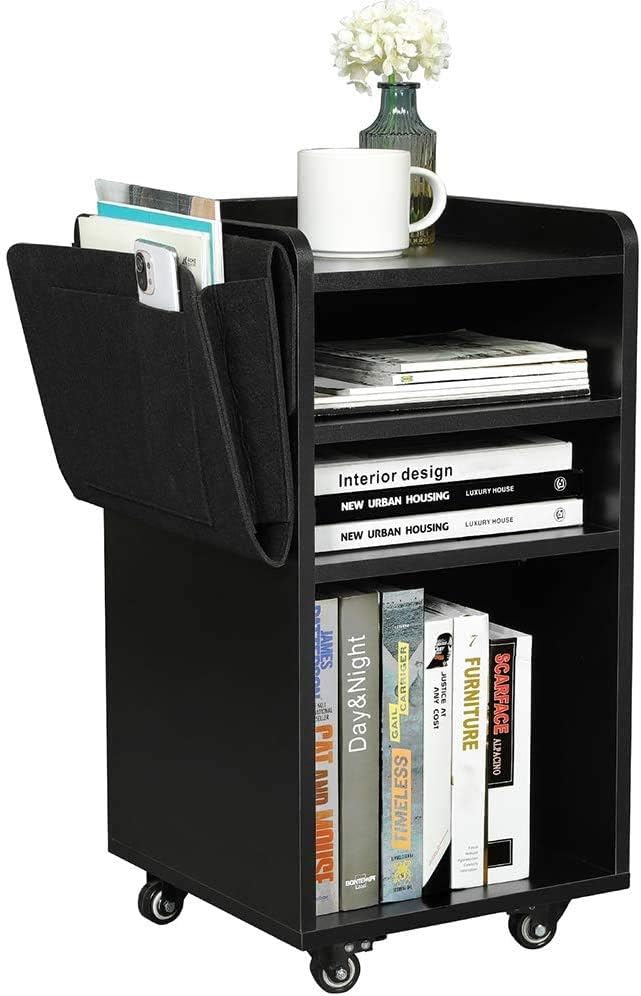 Hasuit Wood File Cabinet with Movable Casters, Home Office Rolling Filing Cabinet, Printer Stand Office Cabinet for Home Office (Black)