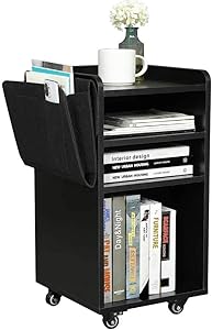 Hasuit Wood File Cabinet with Movable Casters, Home Office Rolling Filing Cabinet, Printer Stand Office Cabinet for Home Office (Black)