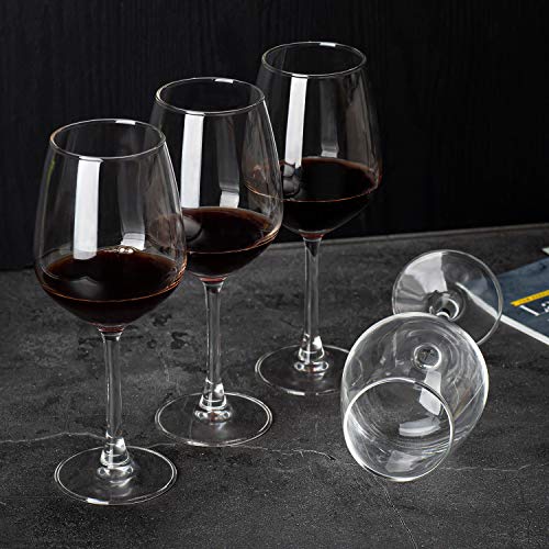 12-Ounce Red White Wine Glasses Set of 8, Lead Free Classic Design Wedding Wine Cups
