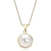DENGGUANG Simple Pearl Necklace for Women, 925 Sterling Silver Freshwater Cultured Single Pearl Pendant Necklaces, Anniversary Birthday Wedding Jewelry Gifts for Mom Wife Daughter