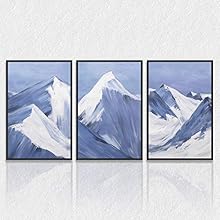 signwin 3 Piece Framed Canvas Wall Art Mountain Covered with Snow Canvas Prints Home Artwork Decoration for Living Room,Bedroom - 16