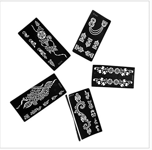 5pc RIGHT HAND Indian Arabian Tattoo Reusable Stencil Stickers To Draw Around By DECORHENNA