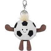 Apricot Lamb Football Cute Keychain, Soft Stuffed Plush Toy Keyring for Kids' Backpack, Purse, 3 Inches
