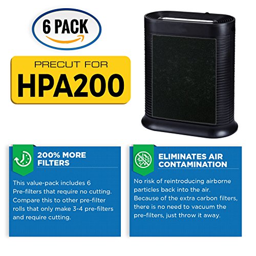 VEVA Precut for HPA200 Premium Carbon Activated Pre Filters 6 Pack