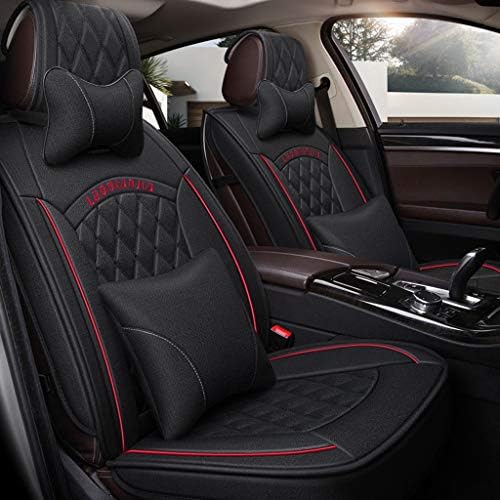 TUSOSNC Seat cover Linen Car Seat Cover 5 Seat - Full Set Comfortable And Breathable Suitable for Year-round Use (color : D)