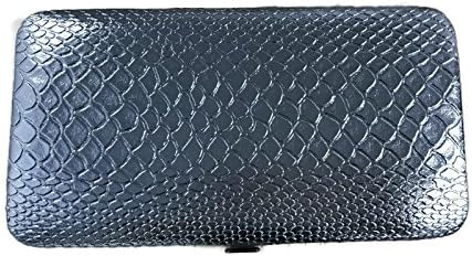 WOMEN FLAT OPERA WALLET CLUTCH BY DESIGNSK (Silver Snake)