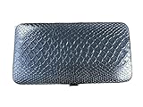 WOMEN FLAT OPERA WALLET CLUTCH BY DESIGNSK (Silver Snake)