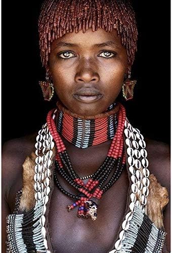 yhyxll Black African Woman Oil Painting on Canvas Posters and Prints Scandinavian Wall Art Picture for living room G 60X80cm