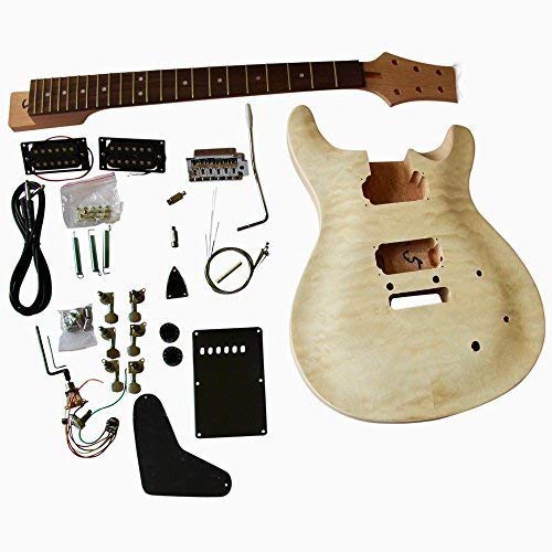 GD820 Mahogany arch top body with Quilted Maple veneer with white binding on body Electric Guitar DIY Kit for Student & Luthier Projects