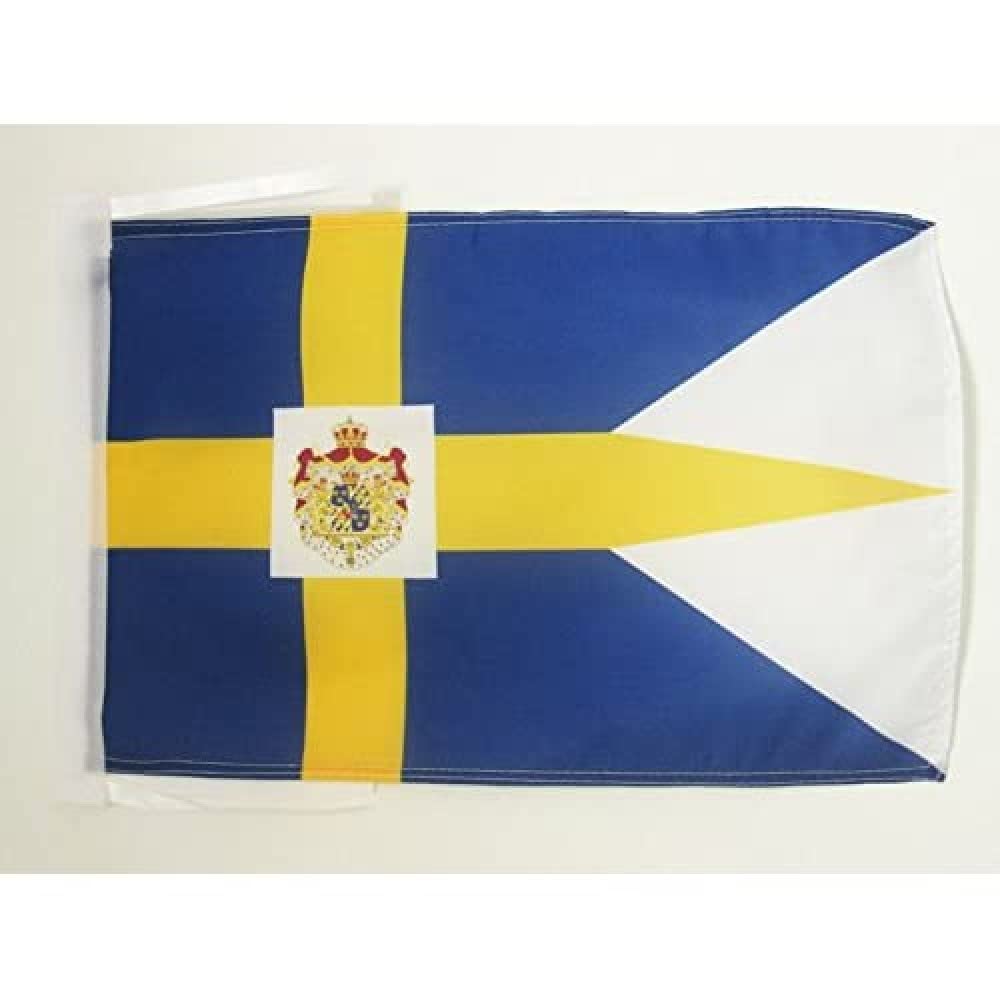 AZ FLAG - Kingdom of Sweden Flag - 18'' x 12'' - 100% Polyester Royal Swedish Small Banner with Two Cords - Fade Resistant - Vivid Colors - 18x12 in - 45x30 Cm
