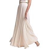 AiberLisha Long Maxi Floor Lengh Chiffon Skirt Elastic High Waist Bridesmaid Skirt