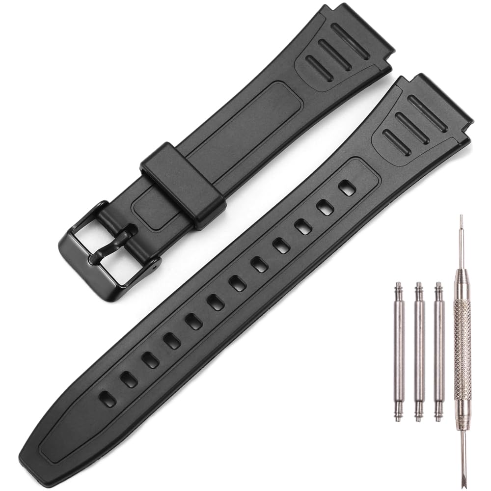 18mm rubber strap Compatible with Casio W800HG Series watch band W-800H replacement bracelet