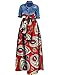 Huiyuzhi Womens African Print Dashiki Dress Long Maxi A Line Skirt Ball Gown,Red,3X