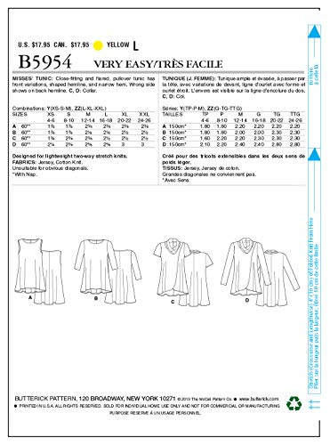 Butterick Patterns B5954 Misses' Tunic Sewing Template, Size ZZ (LRG-XLG-XXL)