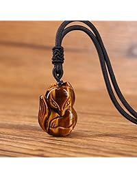 COAI - Collar con colgante de ágata blanca y ojo de tigre, sin metal, N562-2